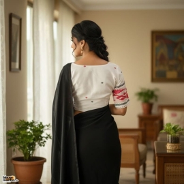 White Jamdani | Square Neck | Lace Attached Glass Sleeve