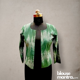 Bottle Green Ikkat | Blazer Full Sleeve