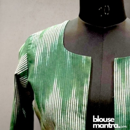 Bottle Green Ikkat | Blazer Full Sleeve