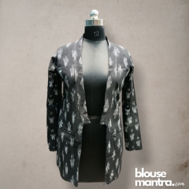  Black ikkat | Long Blazer Full Sleeve