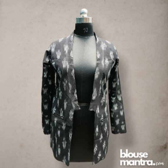  Black ikkat | Long Blazer Full Sleeve