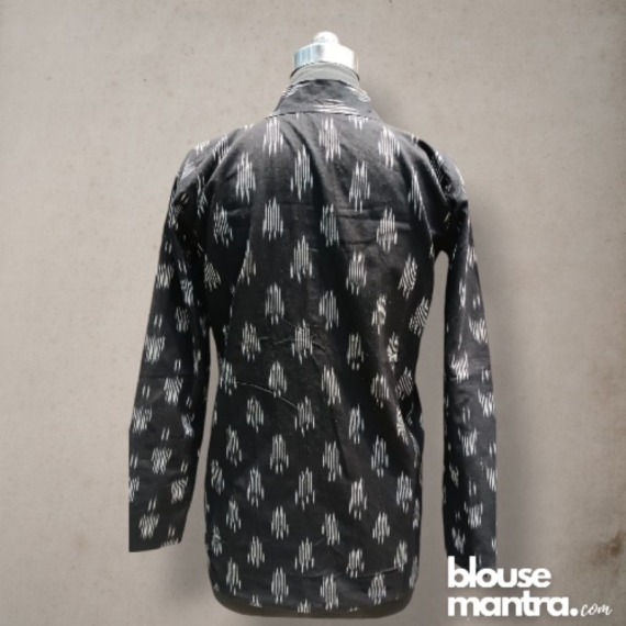  Black ikkat | Long Blazer Full Sleeve