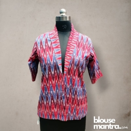 Red, purple, violet ikkat | Blazer Full Sleeve