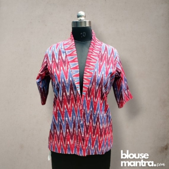 Red, purple, violet ikkat | Blazer Full Sleeve
