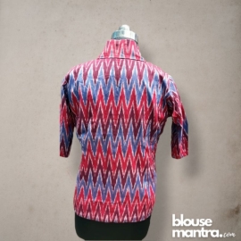 Red, purple, violet ikkat | Blazer Full Sleeve