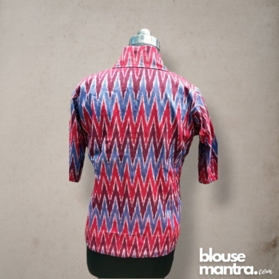 Red, purple, violet ikkat | Blazer Full Sleeve