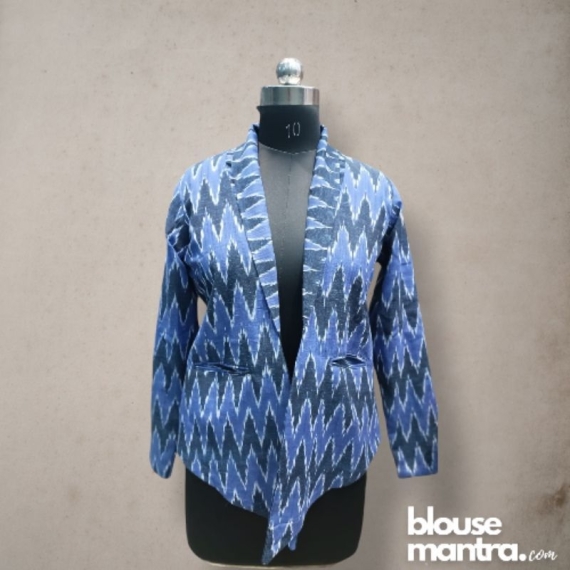  navy, purple ikkat | Blazer Full Sleeve