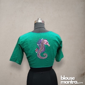  Green | Sea Horse Embroidery Glass Sleeve
