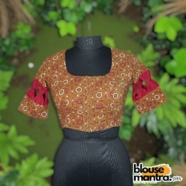 Musturd Ajrakh | Maroon Bow On Back & sleeves glass Sleeve