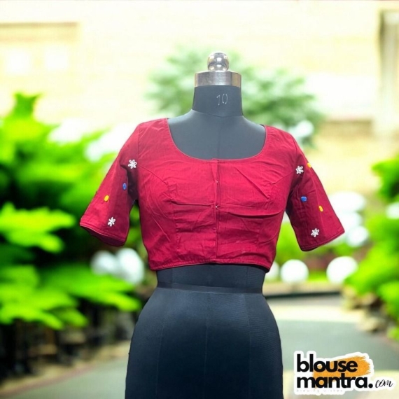 Maroon Khadi Cotton |Pot Filled with Flower Glass Sleeve