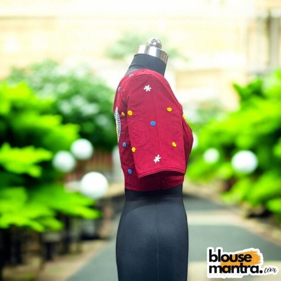 Maroon Khadi Cotton |Pot Filled with Flower Glass Sleeve