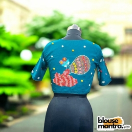 Green Khadi Cotton |Pot Filled with Flower Glass Sleeve