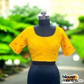 Yellow Khadi Cotton |Pot Filled with Flower Glass Sleeve