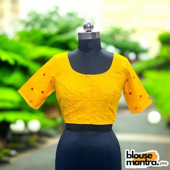 Yellow Khadi Cotton |Pot Filled with Flower Glass Sleeve