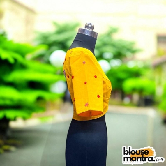 Yellow Khadi Cotton |Pot Filled with Flower Glass Sleeve