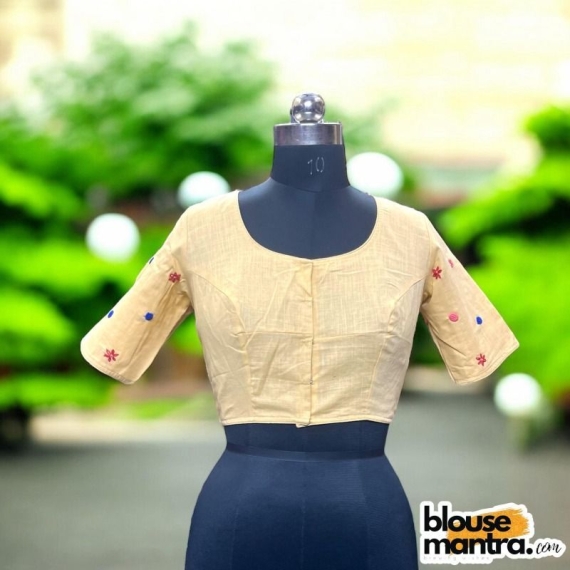 Beige Khadi Cotton |Pot Filled with Flower Glass Sleeve