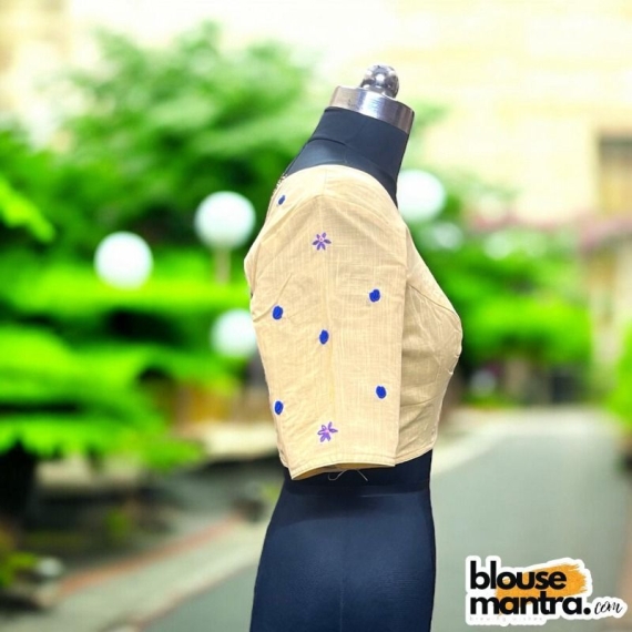 Beige Khadi Cotton |Pot Filled with Flower Glass Sleeve