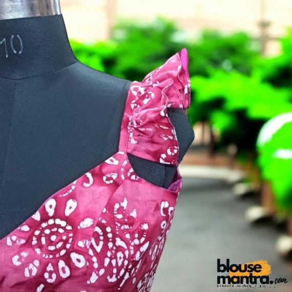 Lite Maroon Batic | Frill on Sleeves Sleeveless