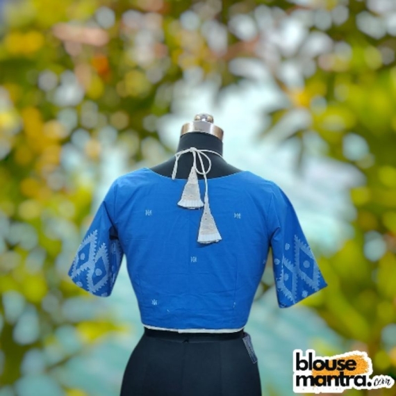 Sky Jamdani | Jacket Blouse | Inside Hakoba Halterneck Glass Sleeve