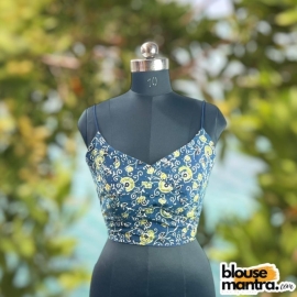 Blue Ajrakh | Front Elit Cut | Noodle Strap