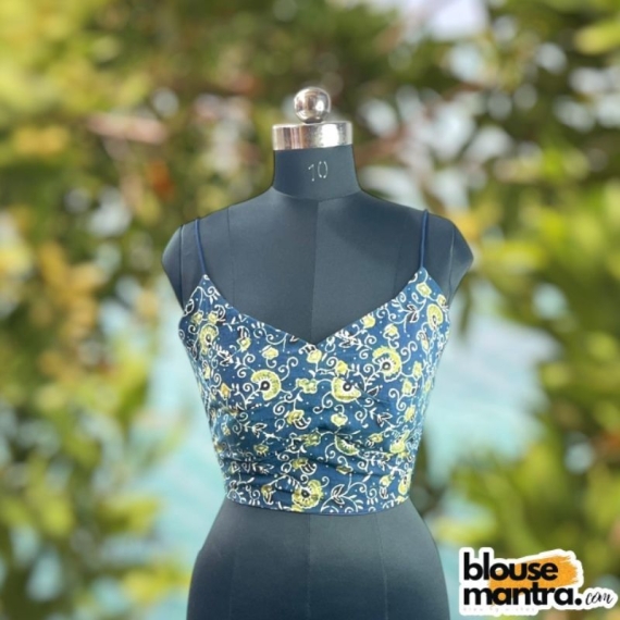 Blue Ajrakh | Front Elit Cut | Noodle Strap