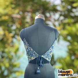 Blue Ajrakh | Front Elit Cut | Noodle Strap