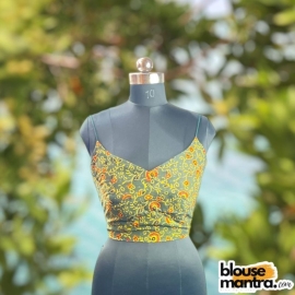 Green  Ajrakh | Front Elit Cut | Noodle Strap