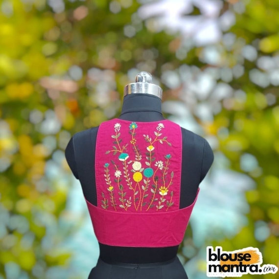 Pink Khadi | Razor Cut | Hand Embroidery Sleeveless