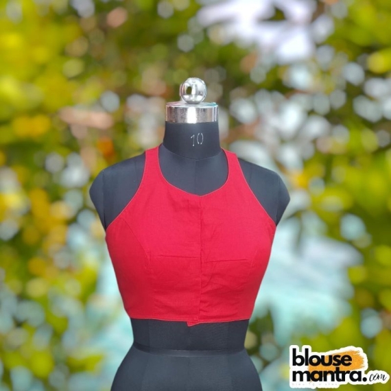 Red Khadi | Razor Cut | Hand Embroidery Sleeveless