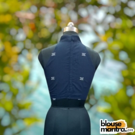 Navy Blue Jamdani | Halterneck Sleeveless