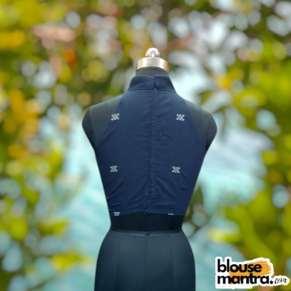 Navy Blue Jamdani | Halterneck Sleeveless