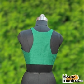 Green Raw Silk | Razor Cut Sleeveless