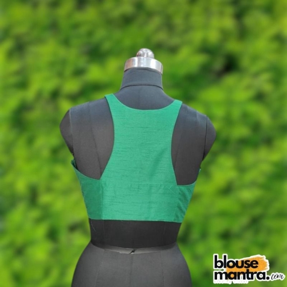 Green Raw Silk | Razor Cut Sleeveless