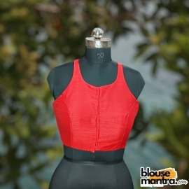 Dark  Red Raw Silk | Razor Cut Sleeveless