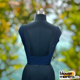 Navy Blue Jamdani | Front Hook | Round neck Sleeveless