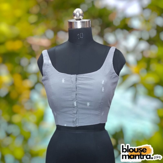 Grey Jamdani | Front Hook | Round neck Sleeveless