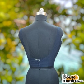 Navy Jamdani | Round Neck | Back Hook Sleeveless