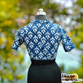 Indigo | kantha Stitch | Dhaner Shis Print | Blazer Coller |Wooden Button Glass Sleeve