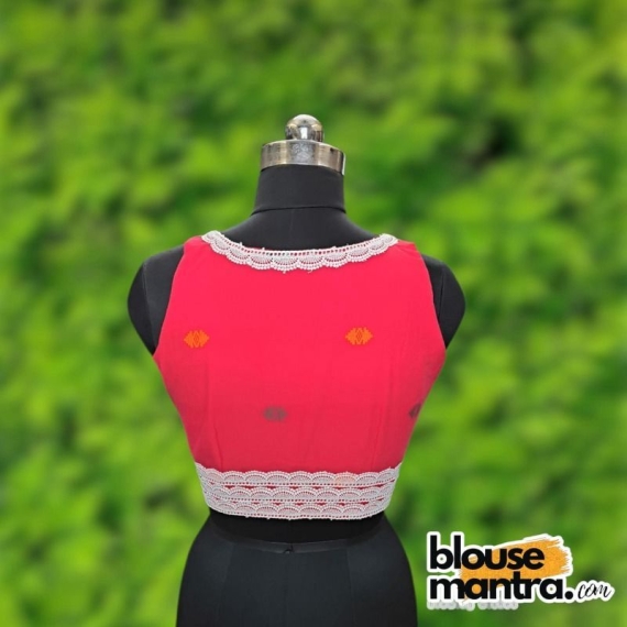 Red Jamdani | Paar On elit Cut | Tripple Lace Back Sleeveless