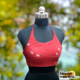 Maroon Jamdani | Halter String Noodle Strap