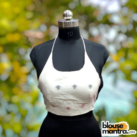 White Jamdani | Halter String Noodle Strap