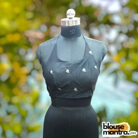 Black Jamdani | Halter String Noodle Strap