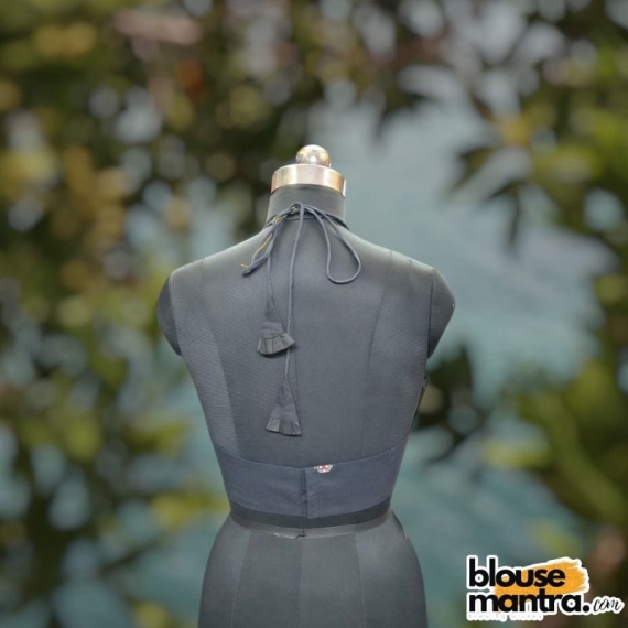 Navy Blue Jamdani | Halter String Noodle Strap