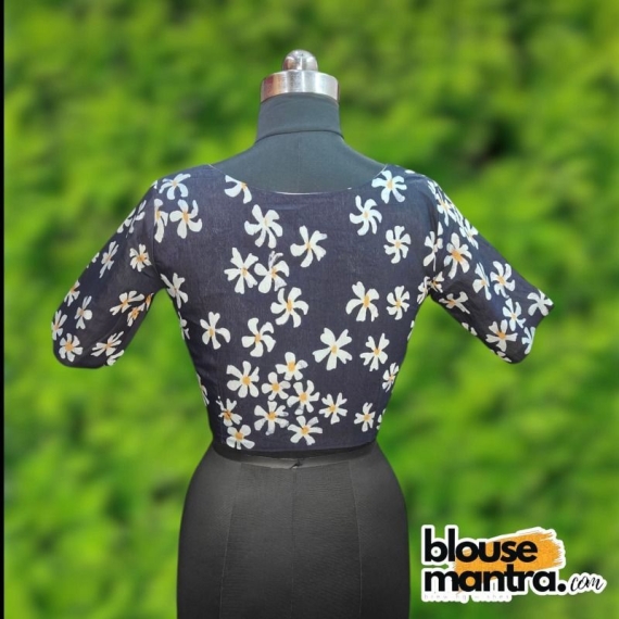 Navy Blue Batic | Shiuli Phool Hand Paint Glass Sleeve