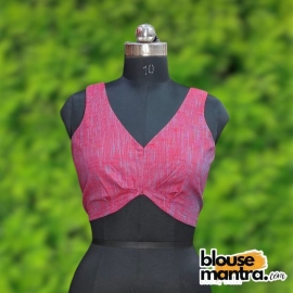 Maroon & Blue Dual Tone Khadi Cotton | Maa Durga Hand Paint Sleeveless