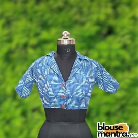  Indigo | Triangle Print | Blazer Coller Glass Sleeve