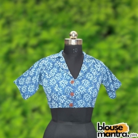  Indigo | Flower Print | Blazer Coller Glass Sleeve