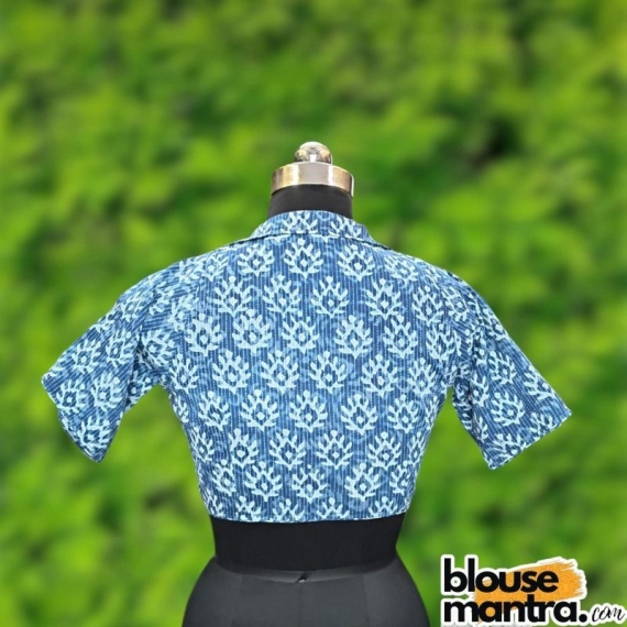  Indigo | Flower Print | Blazer Coller Glass Sleeve