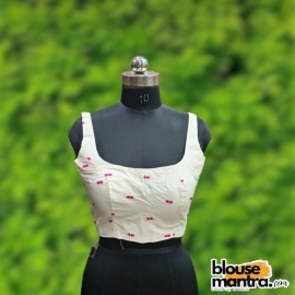 White Embroidery Jamdani | Round neck Sleeveless