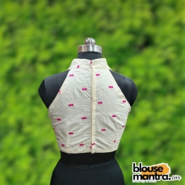 White Embroidery Jamdani | HalterNeck Sleeveless